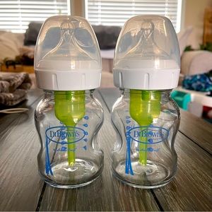Dr. Brown's Wide Neck Anti-Colic Glass Baby Bottles